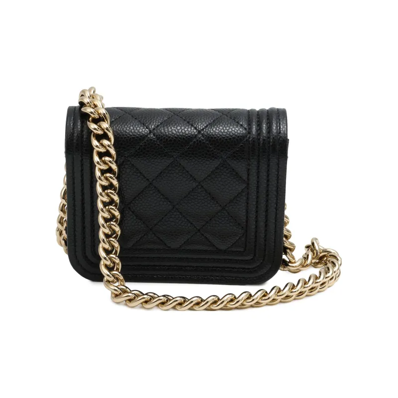 CHANEL LEBOY Grained Calfskin Shoulder Bag, Crossbody Bag, Fanny Pack Women's Black-2