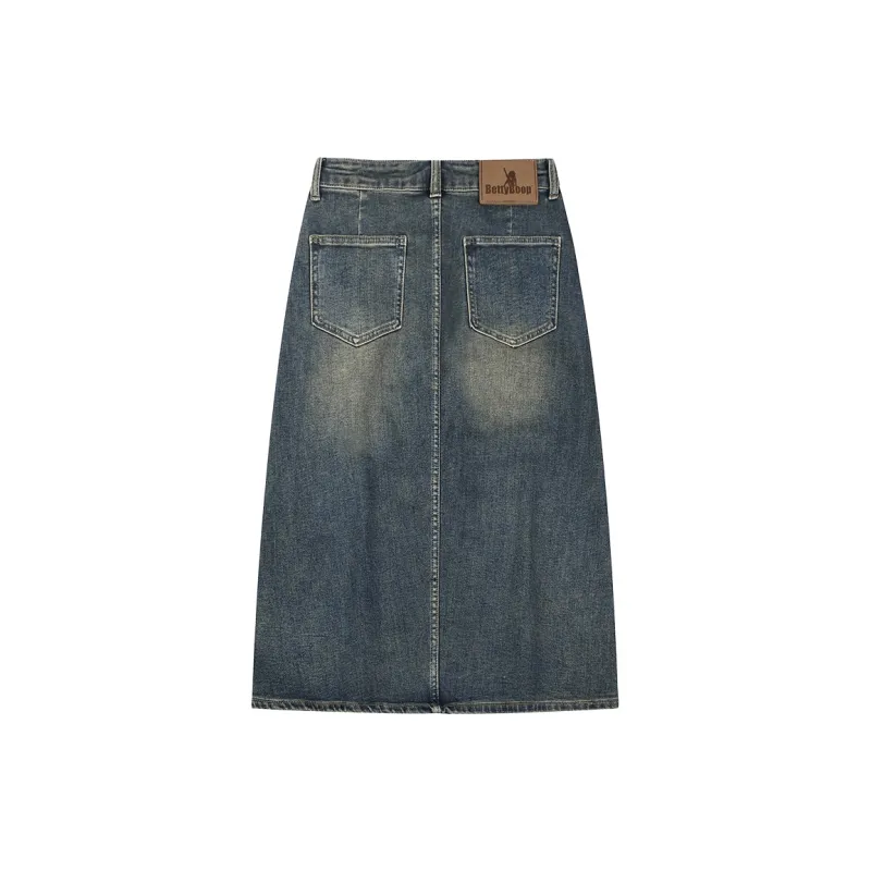 BETTY BOOP Denim Long Skirts Women's Dark Blue-1
