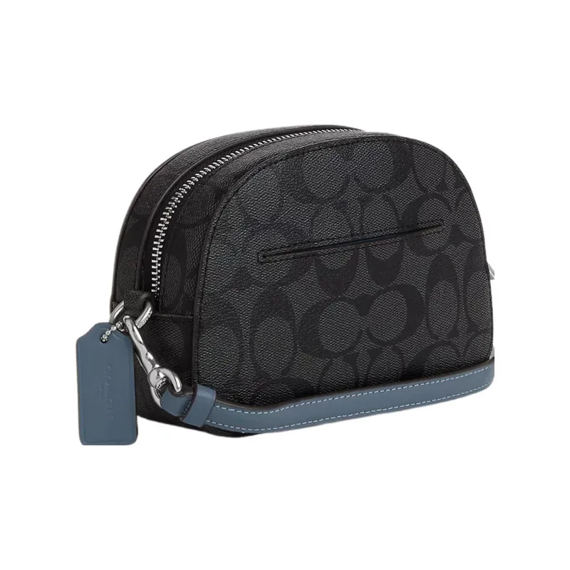 COACH Serena Canvas With Leather Camera Bag Shoulder Bag Crossbody Bag Small Size Women's Silver & Ink & Light Mist-1