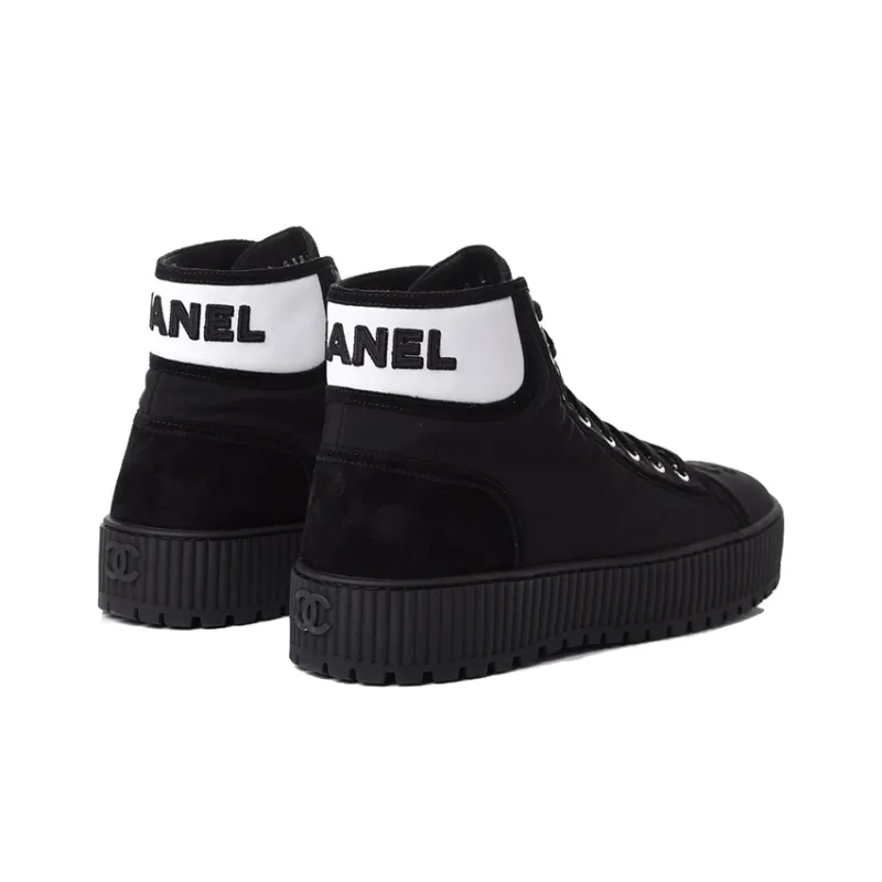 CHANEL High Top Stylish Skateboarding Shoes Women's Black-2