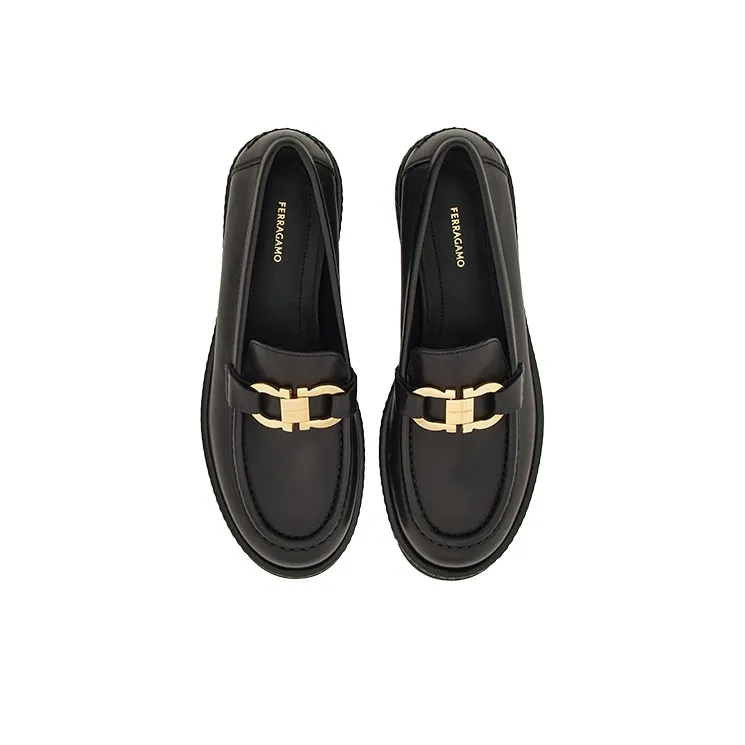 FERRAGAMO Gancini-plaque Leather Loafers-3