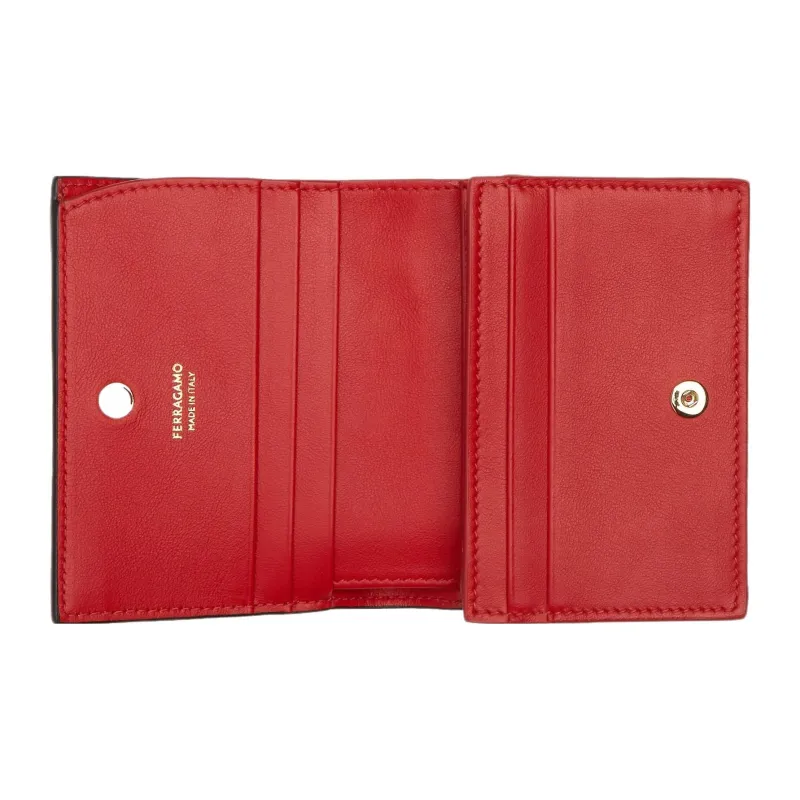 FERRAGAMO GANCINI Palm Calfskin Wallet Regular Women's Black-3