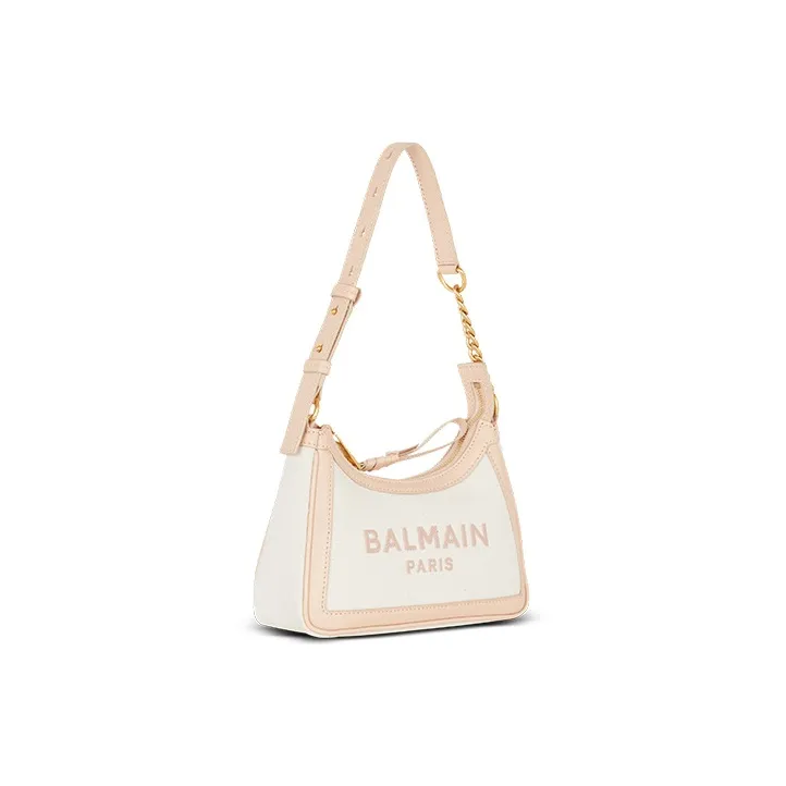 BALMAIN B ARMY Canvas With Smooth Leather Canvas Bag, Handbag, Shoulder Bag Women's Beige-1
