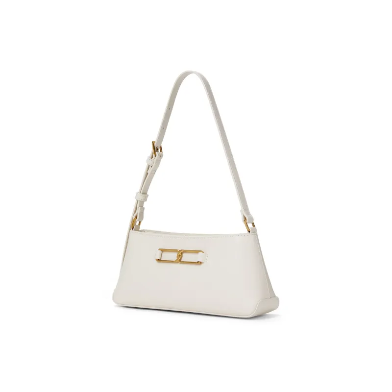 CHARLES&KEITH Cow Leather Charles & Keith Baguette Shoulder Bag Small Size Women's Dark Brown/Chalk White-6