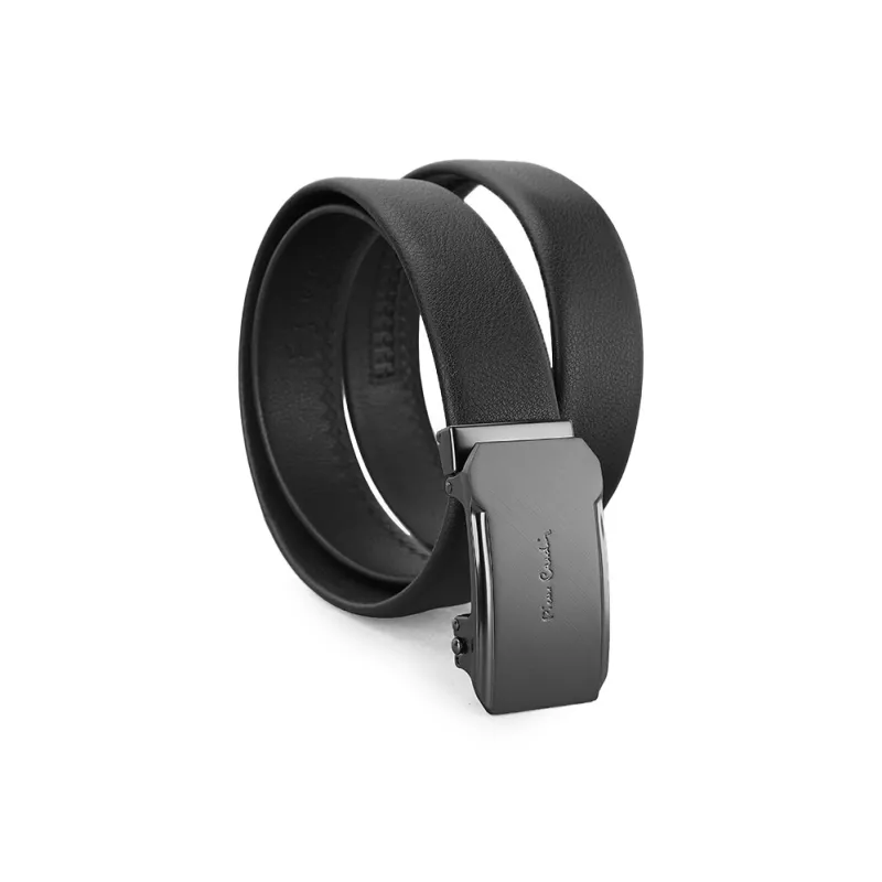 PIERRE CARDIN Business, Casual, Automatic Buckle Top Grain Cow Leather Belts Men's Black Width 3.4cm-3