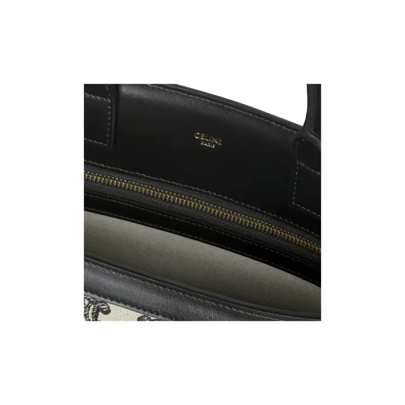 CELINE Cow Leather Shoulder Bag Crossbody Bag Handbag Women's Black-3