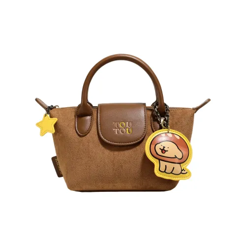 TOUTOU Maltese Collaboration Fabric Handbag Regular Women's Sugar Needle Brown
