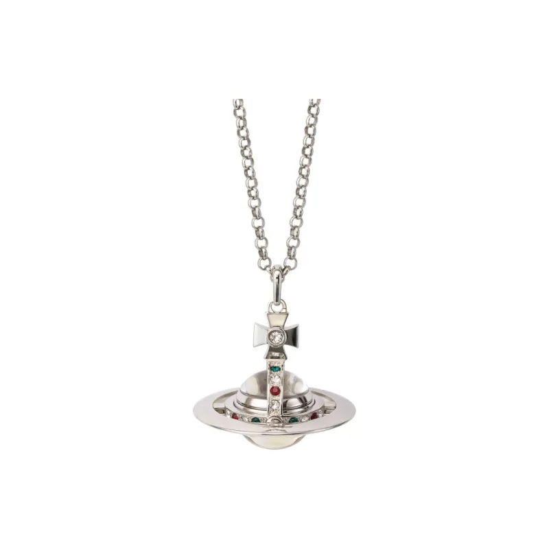 Vivienne Westwood Swarovski Crystal Necklaces Unisex Silver-0