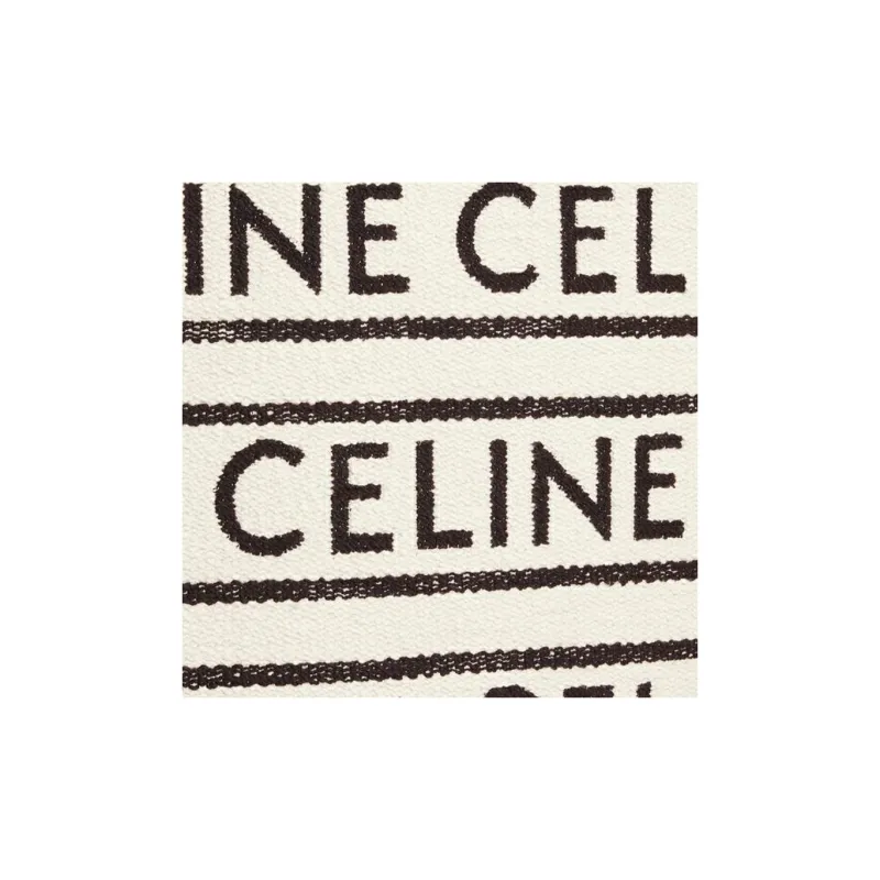 CELINE Cabas Cowhide Leather Tote Bag Shopping Bag Shoulder Bags Handbags Regular Women's White/Black-4