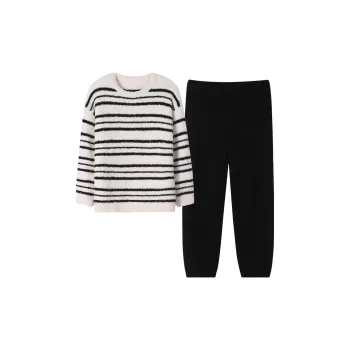 Sha Qian Pajama Set Autumn And Winter Season Women's Ecru