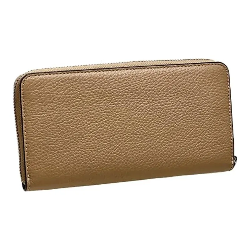 COACH Zip Around Pebbled Leather Wrist Bag Coin Purse Wallet Small Size Women's Milk Tea Beige-3