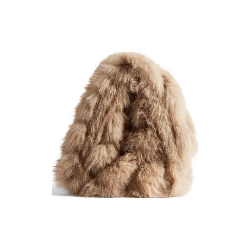 Balenciaga CRUSH Faux Fur Handbag Shoulder Bag Women's Beige-3
