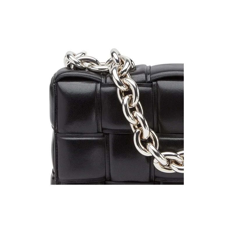 Bottega Veneta Chain Cassette Silver tone Crossbody Bag Black-3