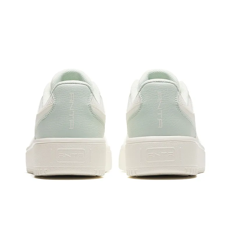 Anta Cushioning, Wear Resistant Low Top Skateboard Shoes Women's White Green-3