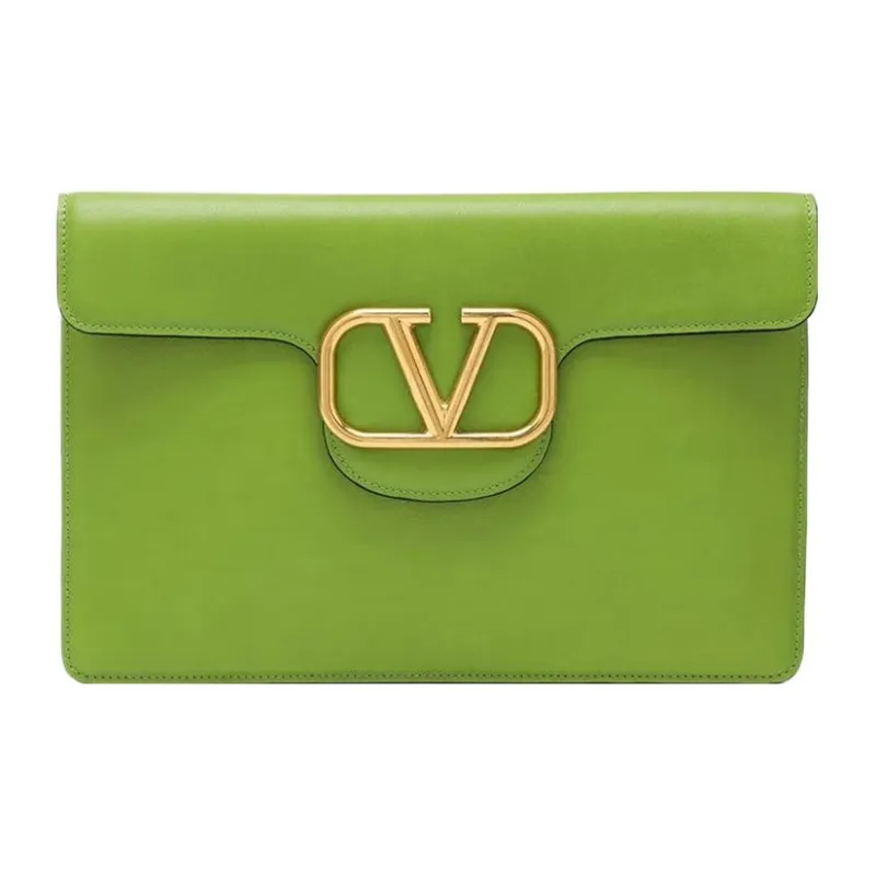 Valentino Leather Envelope Bag Clutches Women's Green-0