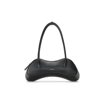 Omentar Cow Leather Controller Baguette Bag One Shoulder Handbag Medium Size Women's Zijiang Black/White
