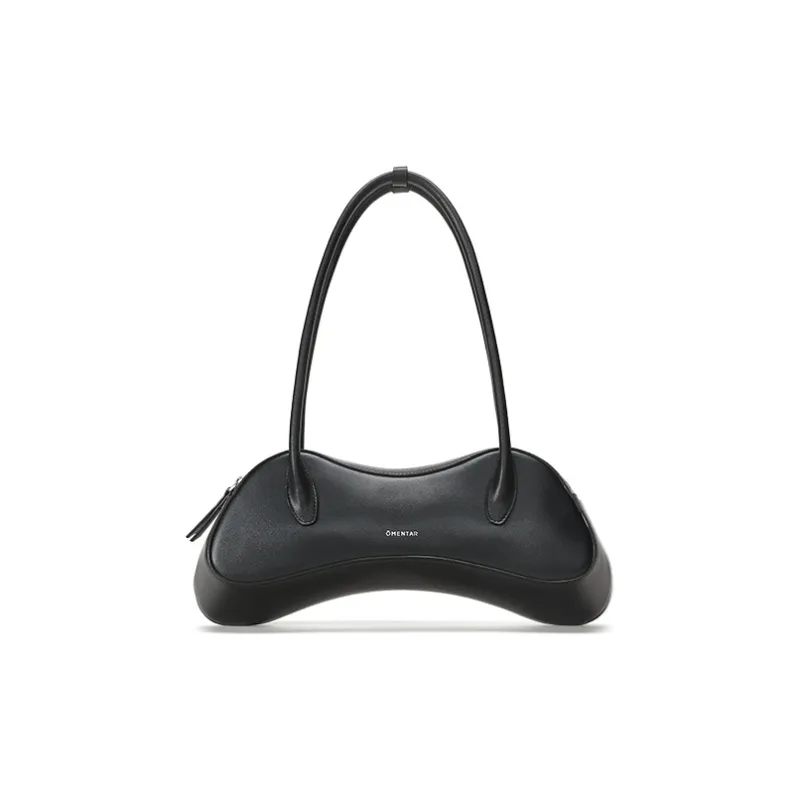 Omentar Cow Leather Controller Baguette Bag One Shoulder Handbag Medium Size Women's Zijiang Black/White-0