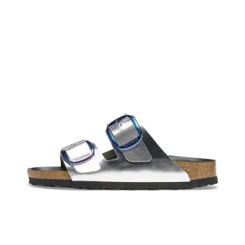 Birkenstock Slide Slippers Women's Metallic Silver Regular