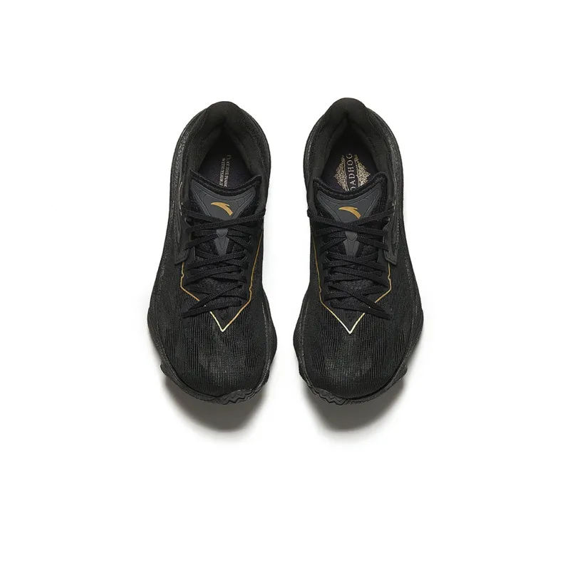 Anta Asphalt Road Fighter 2.0 Cushioning Wear Resistant Rebound Low Top Sprint Running Shoes Men's Black Gold-2