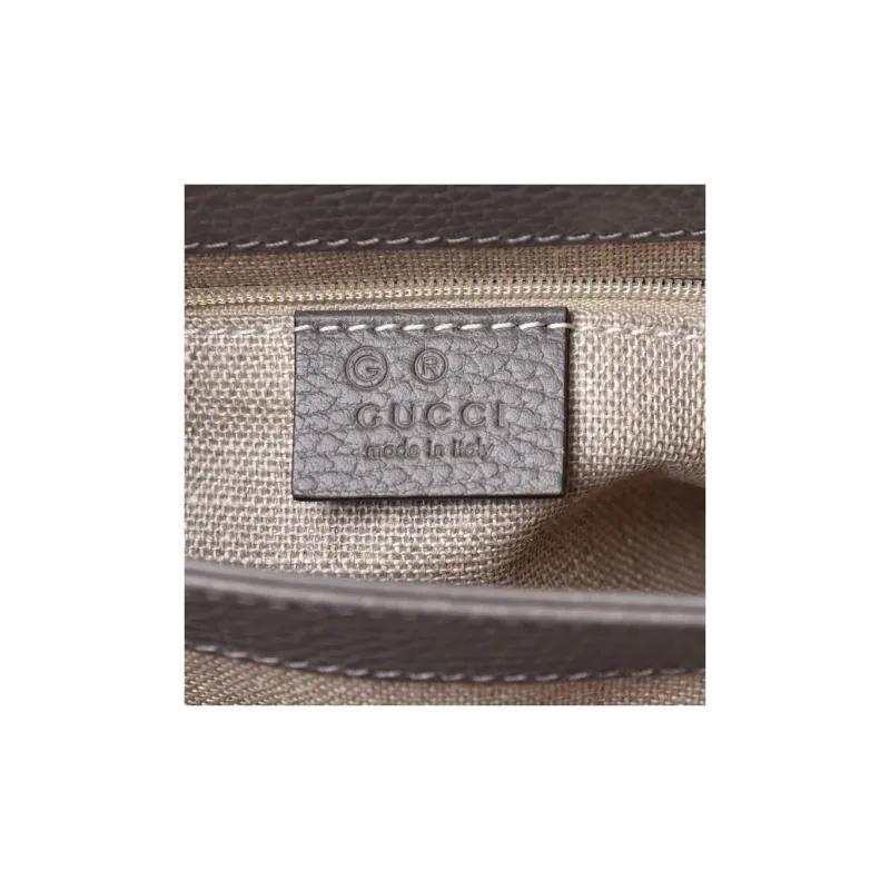 GUCCI Leather Messenger Bag, Trunk Bag, Handbag, Shoulder Bag, Crossbody Bag Tubas Women's Gray-4