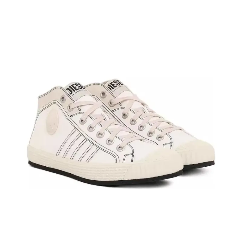 DIESEL High-Top Skateboard Shoes Men's White-2