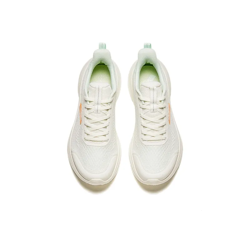 Anta Cushioned Wear Resistant Breathable Lightweight Low Top Casual Running Shoes Women's White Green-2