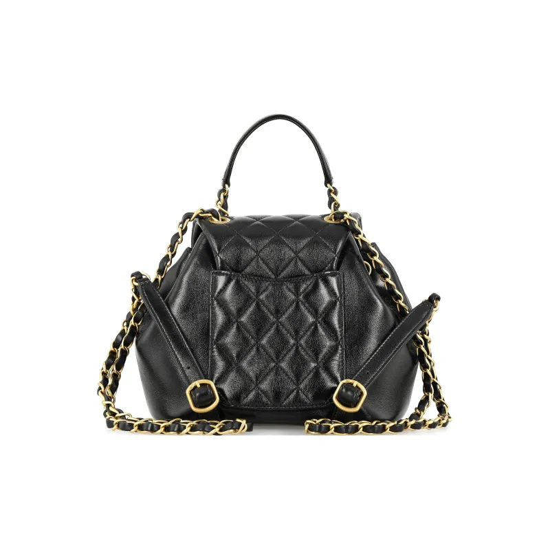 CHANEL Sheepskin Backpack Women's Black-2