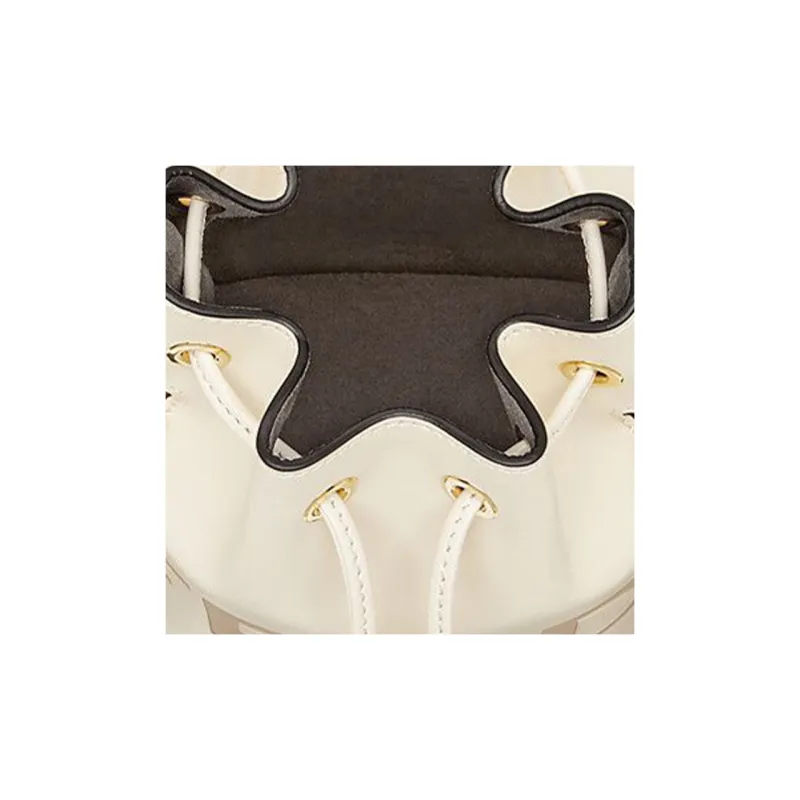 FENDI Mon Tresor Calfskin Drawstring Bucket Bag Crossbody Handbag Shoulder Bag Mini Women's White-5
