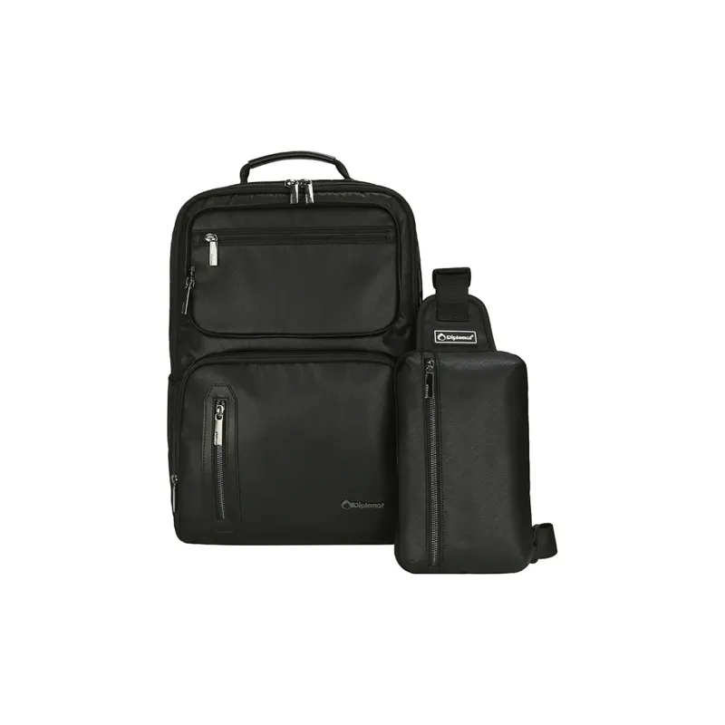 Diplomat Fabric Laptop Backpack Large Size Unisex Black-0