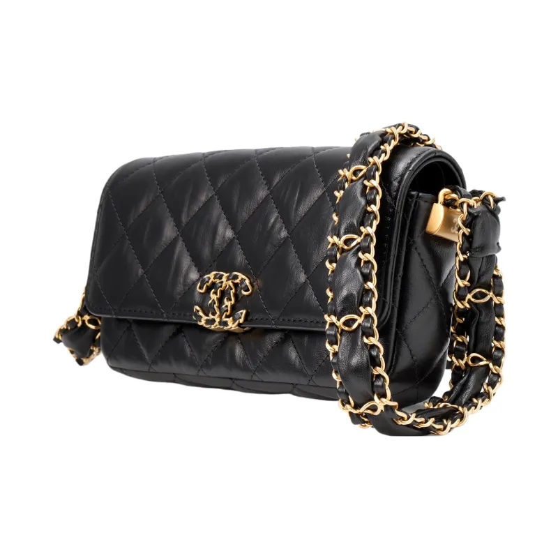 CHANEL Cow Leather Flap Bag, Shoulder Bag, Crossbody Bag Women's Black-1