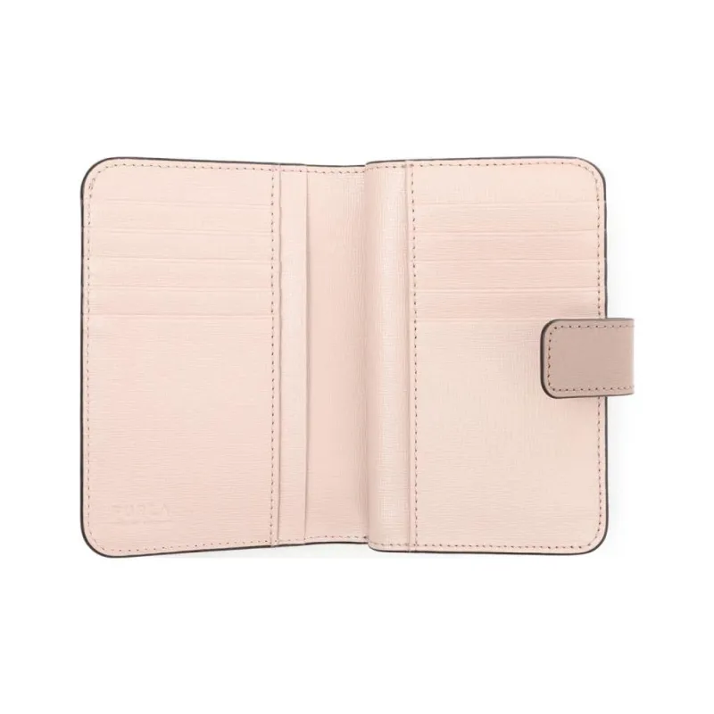 Furla Babylon Textured Leather Card Holder Wallet Regular Women's Gray-4