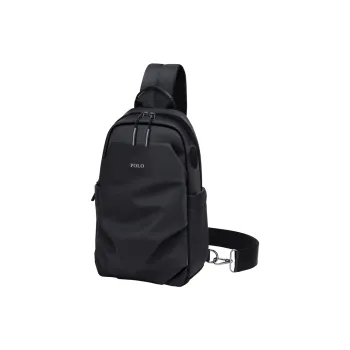 POLO Fabric Crossbody Bag For Men, Sling Bag Large Size Men's Black/Gray