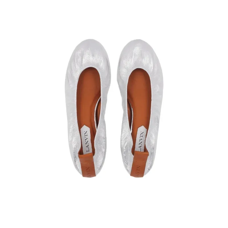 Lanvin Metallic Leather Ballerina Shoes-4