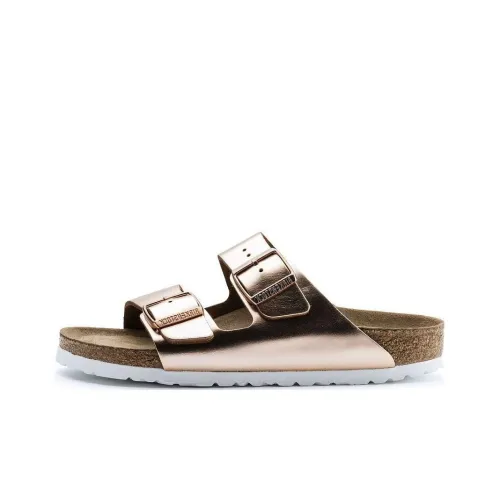 Birkenstock Arizona Soft Footbed Slide Slippers Women's Metal Copper