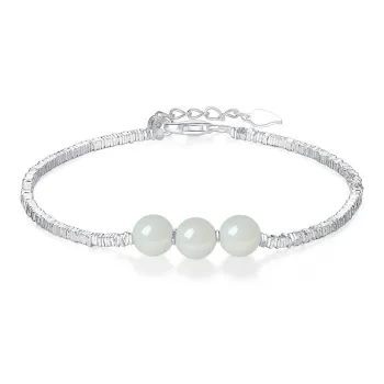 Crafts Women's Hetian Jade Bracelets Pale Greenish White Jade Women's