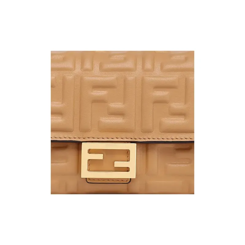 FENDI Baguette Nappa Leather Baguette Bag, Shoulder Bag, Crossbody Bag Regular Women's Beige-4