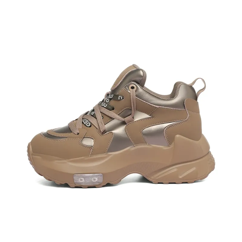 Golden Silk Rabbit Anti-Slip And Wear-Resistant Height Increasing Low-Top Chunky Sneakers Women's-5