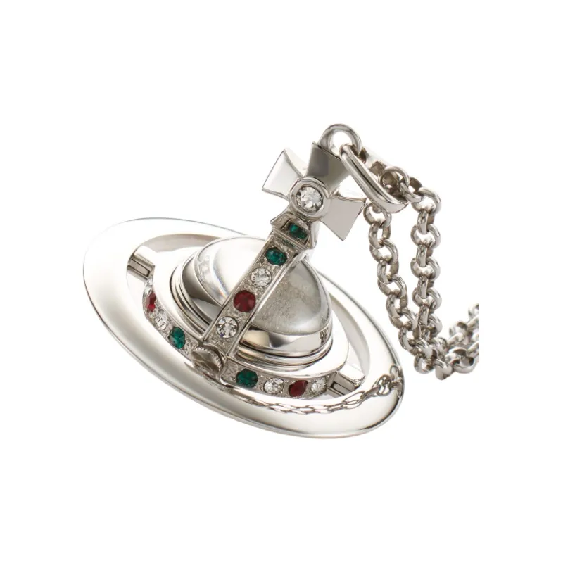 Vivienne Westwood Swarovski Crystal Necklaces Unisex Silver-4