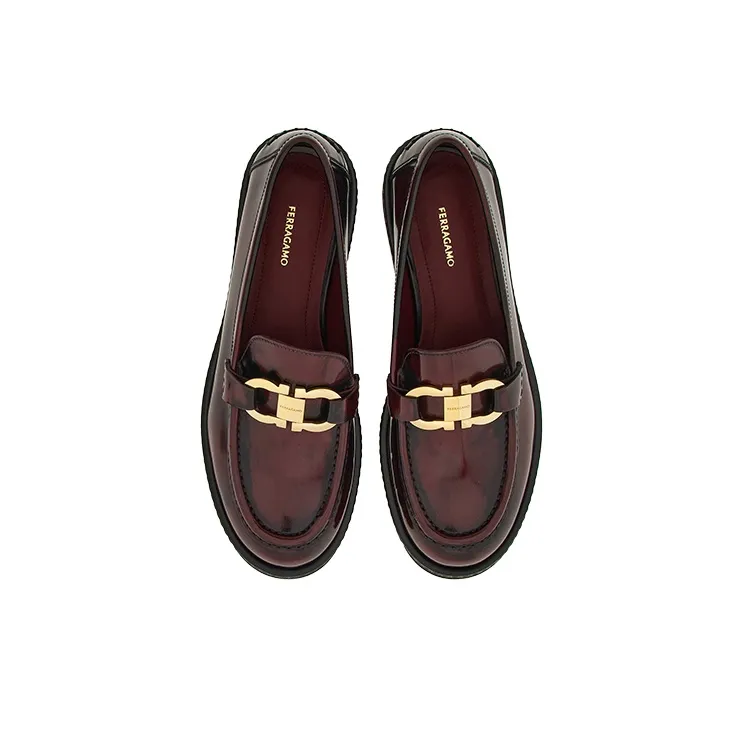 FERRAGAMO Gancini-plaque Leather Loafers-3