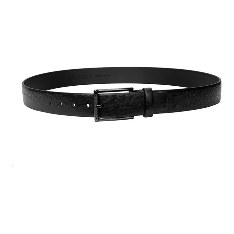 PIERRE CARDIN Fishscale Pattern, Pin Buckle Cow Leather Belts Men's Black Width 3.5cm-3