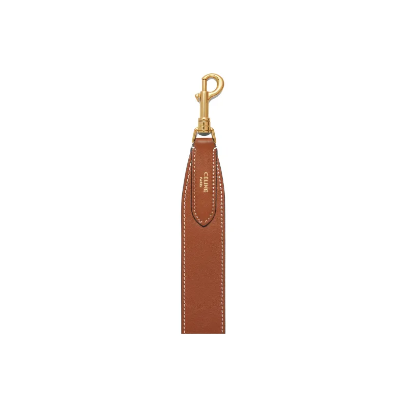 CELINE Smooth Calf Leather Long Strap Bag Strap Unisex Brown-2