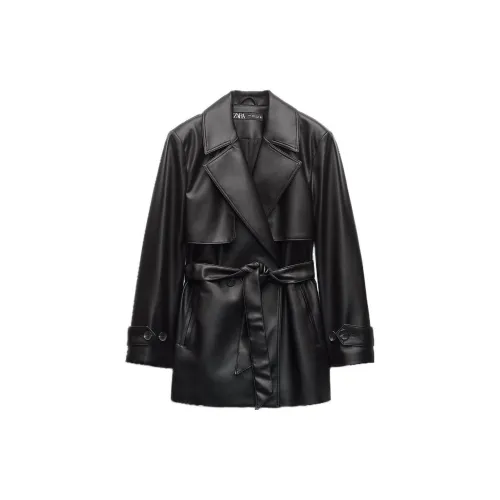 ZARA Trench Coats Women's Black