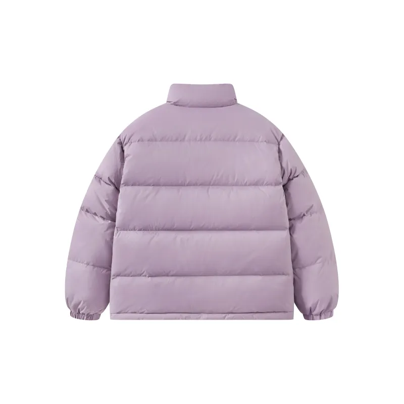 WORKSOUT Duck Down Letter Print Thermal Stand Collar Loose Fit Down Jacket Unisex-5