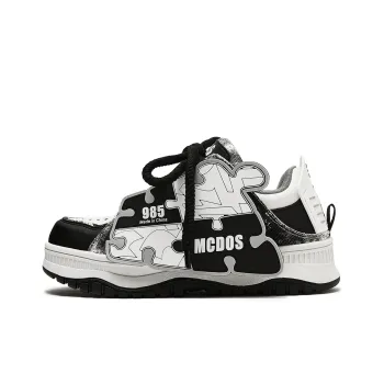 MC DOS Puffy Shoes Anti Slip Wear Resistant Low Top Skateboard Shoes Unisex Black