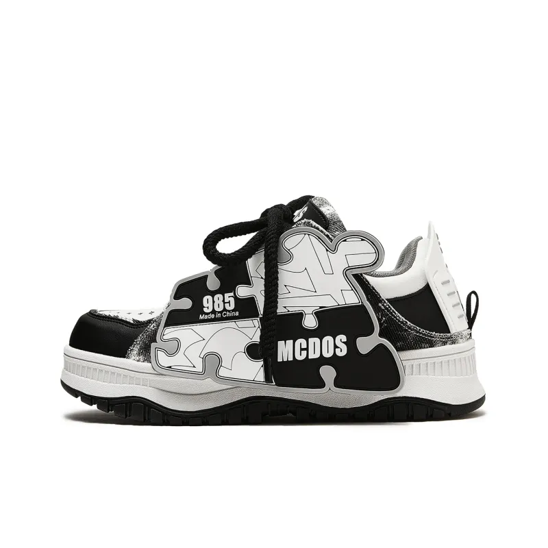 MC DOS Puffy Shoes Anti Slip Wear Resistant Low Top Skateboard Shoes Unisex Black-0