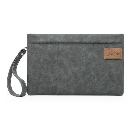 MashaLanti Synthetic Leather Shoulder Bag, Handle Bag, Clutch Regular Men's Smoke Gray
