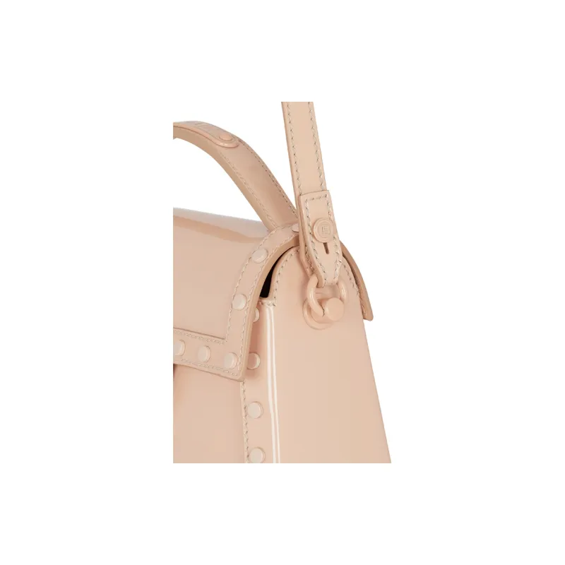 BALMAIN B BUZZ Leather Shoulder Bag Crossbody Bag Handbag Women's Beige-4