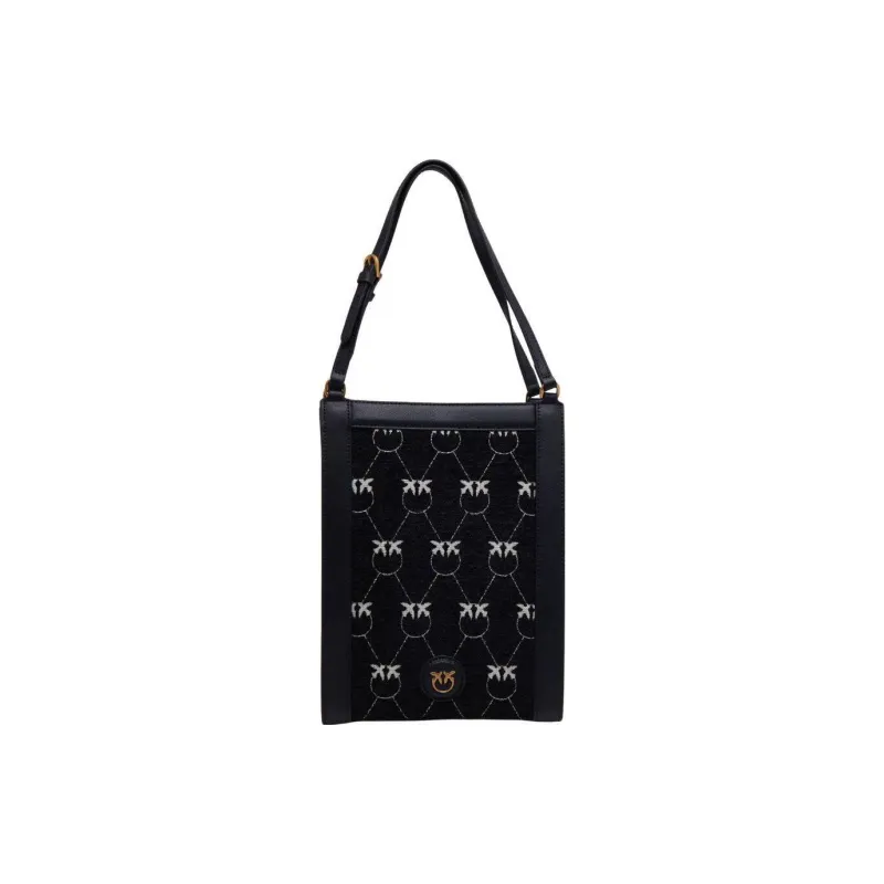 PINKO Leather Tote Bag, Shopping Bag, Shoulder Bag, Handbag Mini Women's Black-0