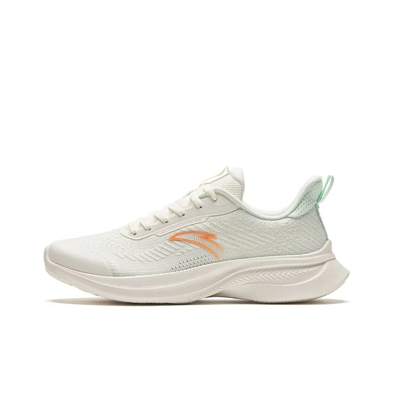 Anta Cushioned Wear Resistant Breathable Lightweight Low Top Casual Running Shoes Women's White Green-0