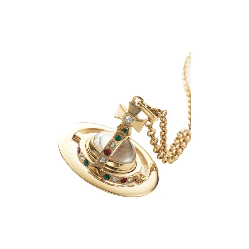 Vivienne Westwood Swarovski Crystal Necklaces Unisex Gold-4